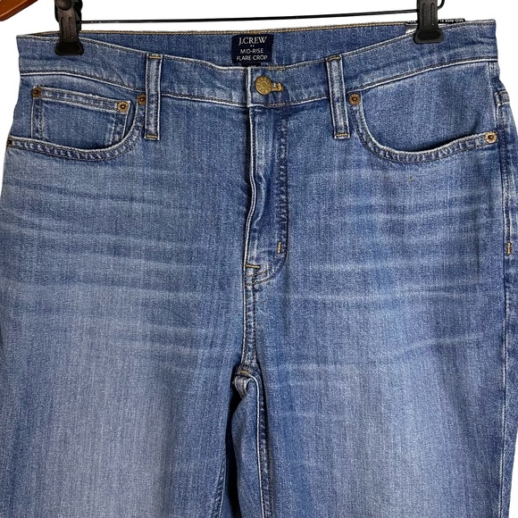 NWT J Crew W30 Petite flare crop mid-rise jean in all-day stretch medium wash - Picture 2 of 8